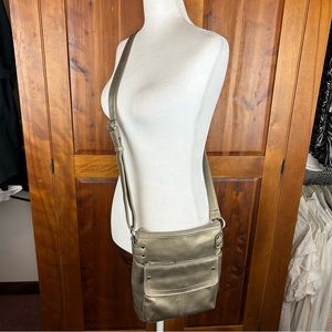 Emilie m. Genuine Metallic Leather Crossbody Bag Timeless Classic Versatile
